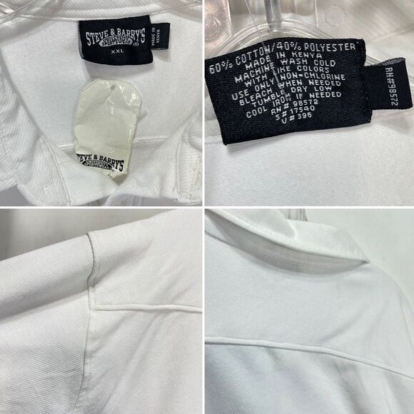 Steve & Barrys Mens XXL Shirt Cotton Blend Button Down White Office Work - Picture 10 of 16